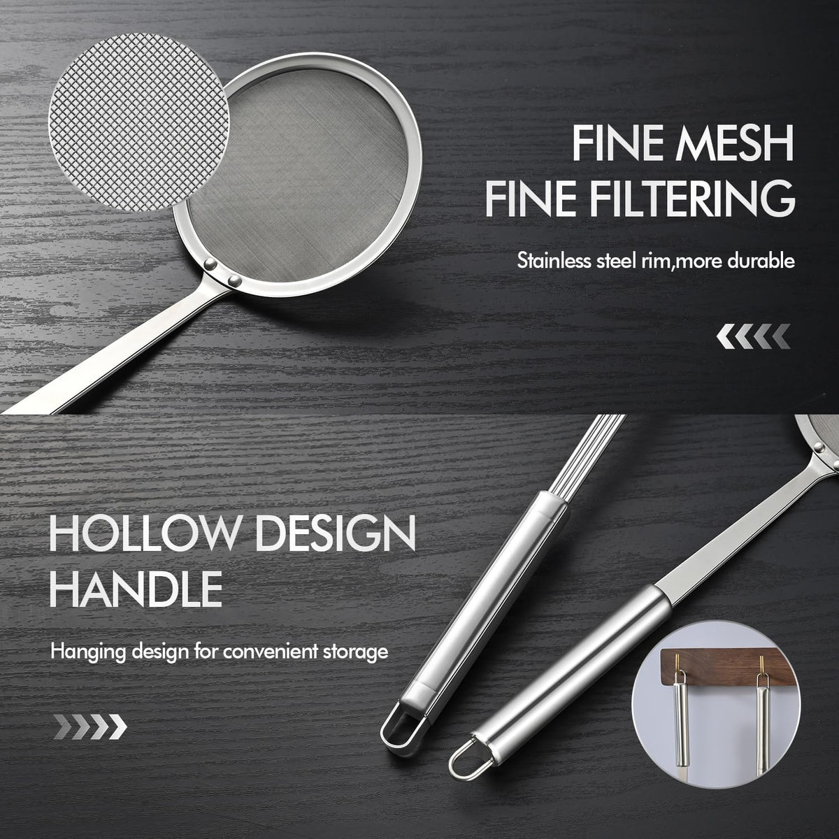 6.89 Large Metal Spider Strainer With Mesh Fatoff Mesh Slotted Spoon For Kitchen,Stainless Steel Cooking Oil Strainer For Deep Fry Basket
