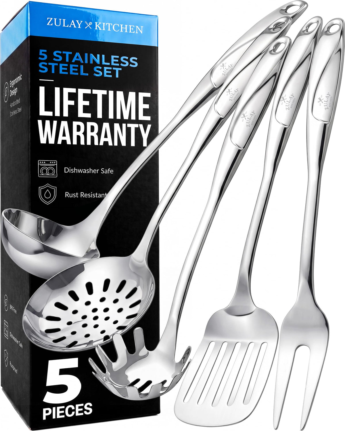 Zulay Kitchen Stainless Steel Draining Spoon
